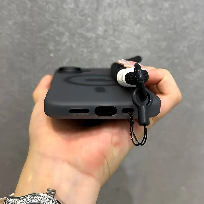 Luxury iPhone Case — Magsafe Candy Color Contrast Design, Matte Soft Cover with Hand Wrist Strap, Magnetic, Anti-Fingerprint, Anti-Scratch, Dustproof