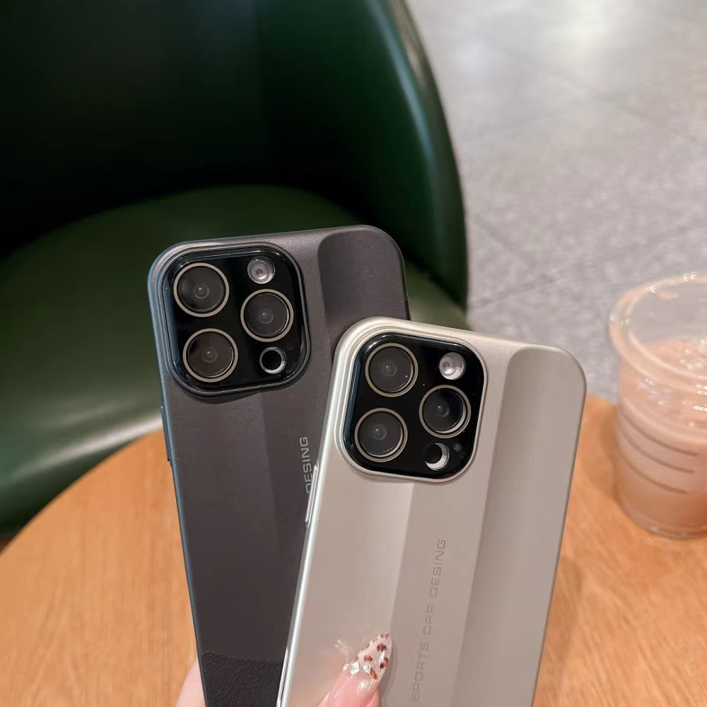 Luxury iPhone Case — Matte Leather Hard Shell Cover with Lens Protection, Anti-Fingerprint Anti-Scratch Lightweight Design & Non-Slip Half-Wrapped Finish