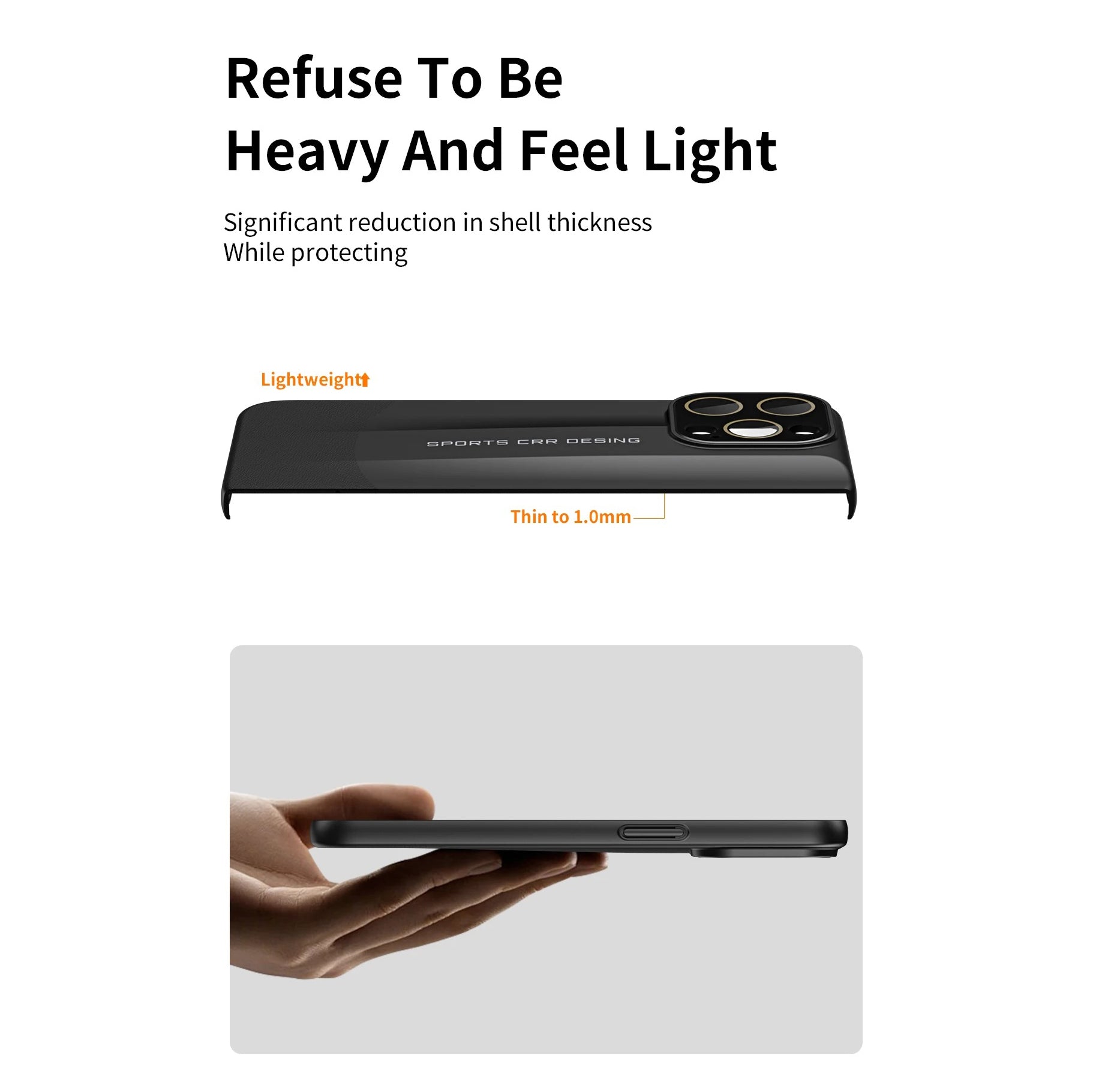 Luxury iPhone Case — Matte Leather Hard Shell Cover with Lens Protection, Anti-Fingerprint Anti-Scratch Lightweight Design & Non-Slip Half-Wrapped Finish