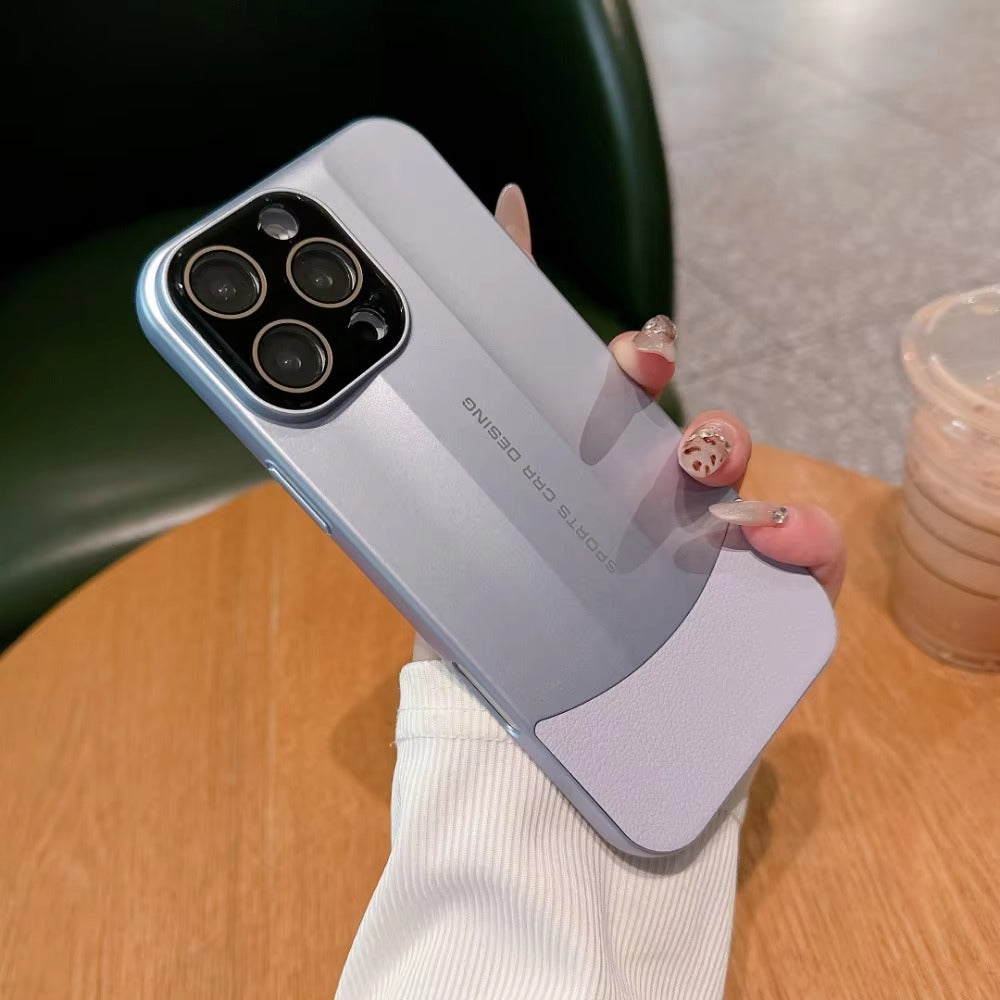 Luxury iPhone Case — Matte Leather Hard Shell Cover with Lens Protection, Anti-Fingerprint Anti-Scratch Lightweight Design & Non-Slip Half-Wrapped Finish