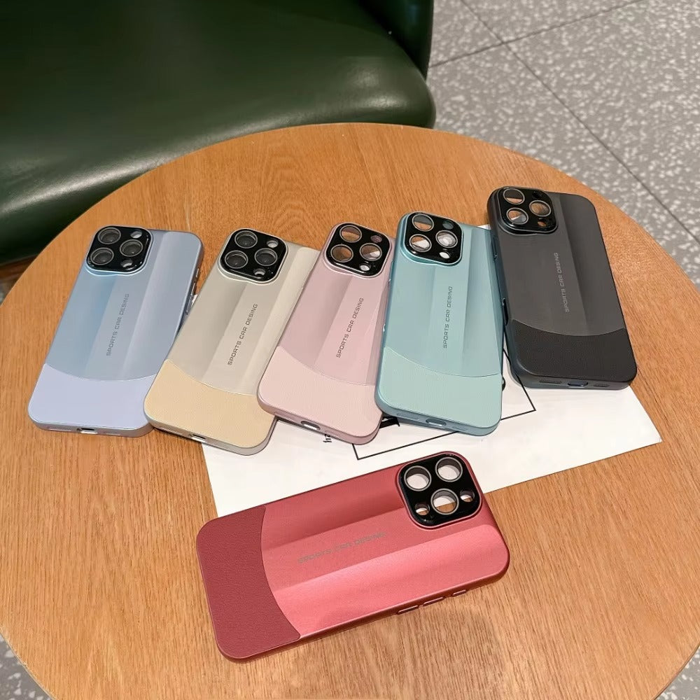 Luxury iPhone Case — Matte Leather Hard Shell Cover with Lens Protection, Anti-Fingerprint Anti-Scratch Lightweight Design & Non-Slip Half-Wrapped Finish