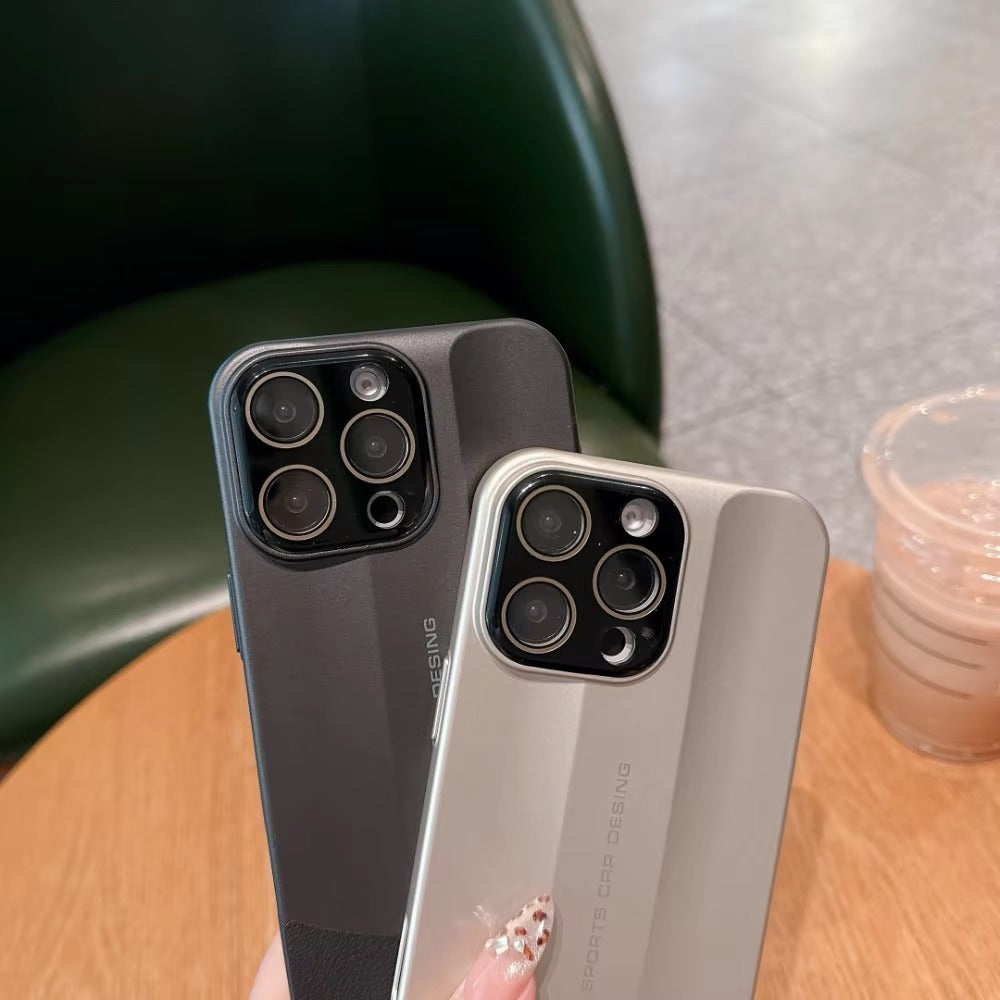 Luxury iPhone Case — Matte Leather Hard Shell Cover with Lens Protection, Anti-Fingerprint Anti-Scratch Lightweight Design & Non-Slip Half-Wrapped Finish