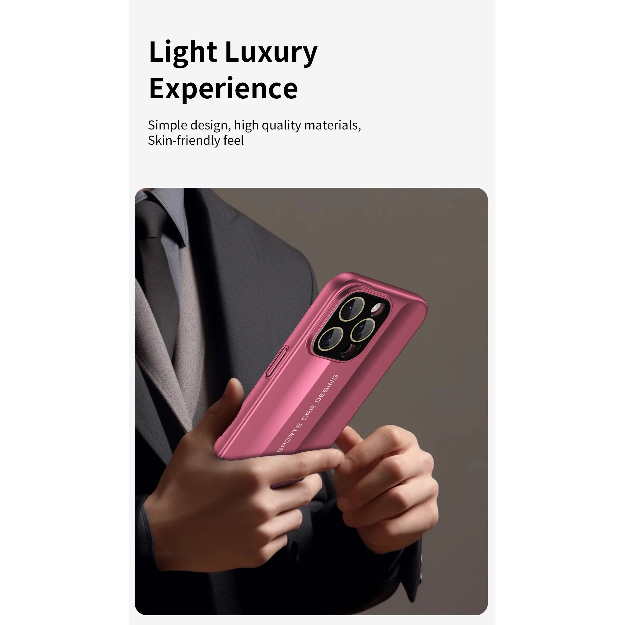Luxury iPhone Case — Matte Leather Hard Shell Cover with Lens Protection, Anti-Fingerprint Anti-Scratch Lightweight Design & Non-Slip Half-Wrapped Finish