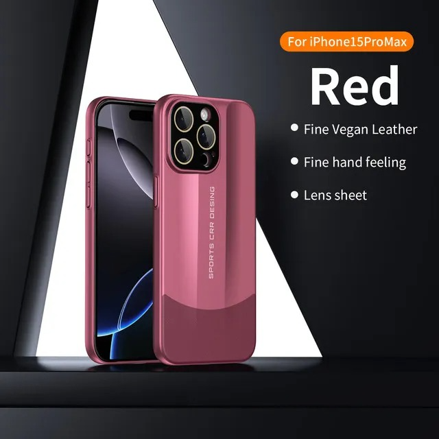 Luxury iPhone Case — Matte Leather Hard Shell Cover with Lens Protection, Anti-Fingerprint Anti-Scratch Lightweight Half-Wrapped Design