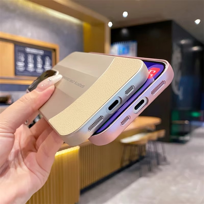 Luxury iPhone Case — Matte Leather Hard Shell Cover with Lens Protection, Anti-Fingerprint Anti-Scratch Lightweight Half-Wrapped Design