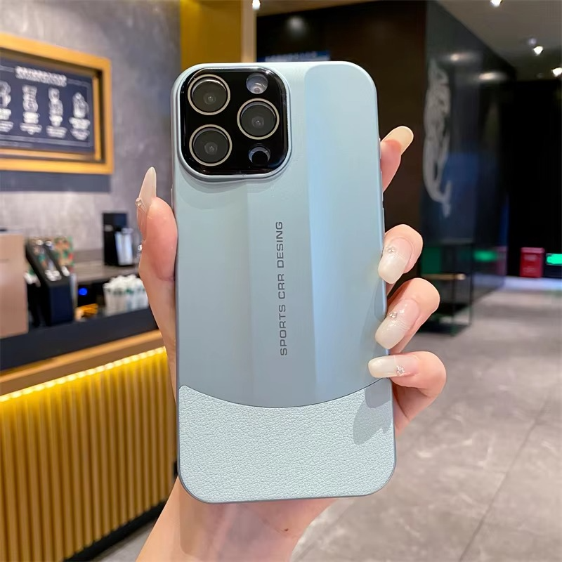 Luxury iPhone Case — Matte Leather Hard Shell Cover with Lens Protection, Anti-Fingerprint Anti-Scratch Lightweight Half-Wrapped Design