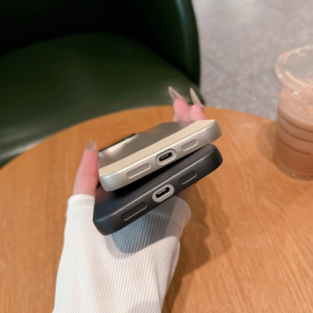 Luxury iPhone Case — Matte Leather Hard Shell Cover with Lens Protection, Anti-Fingerprint Anti-Scratch Lightweight Half-Wrapped Design