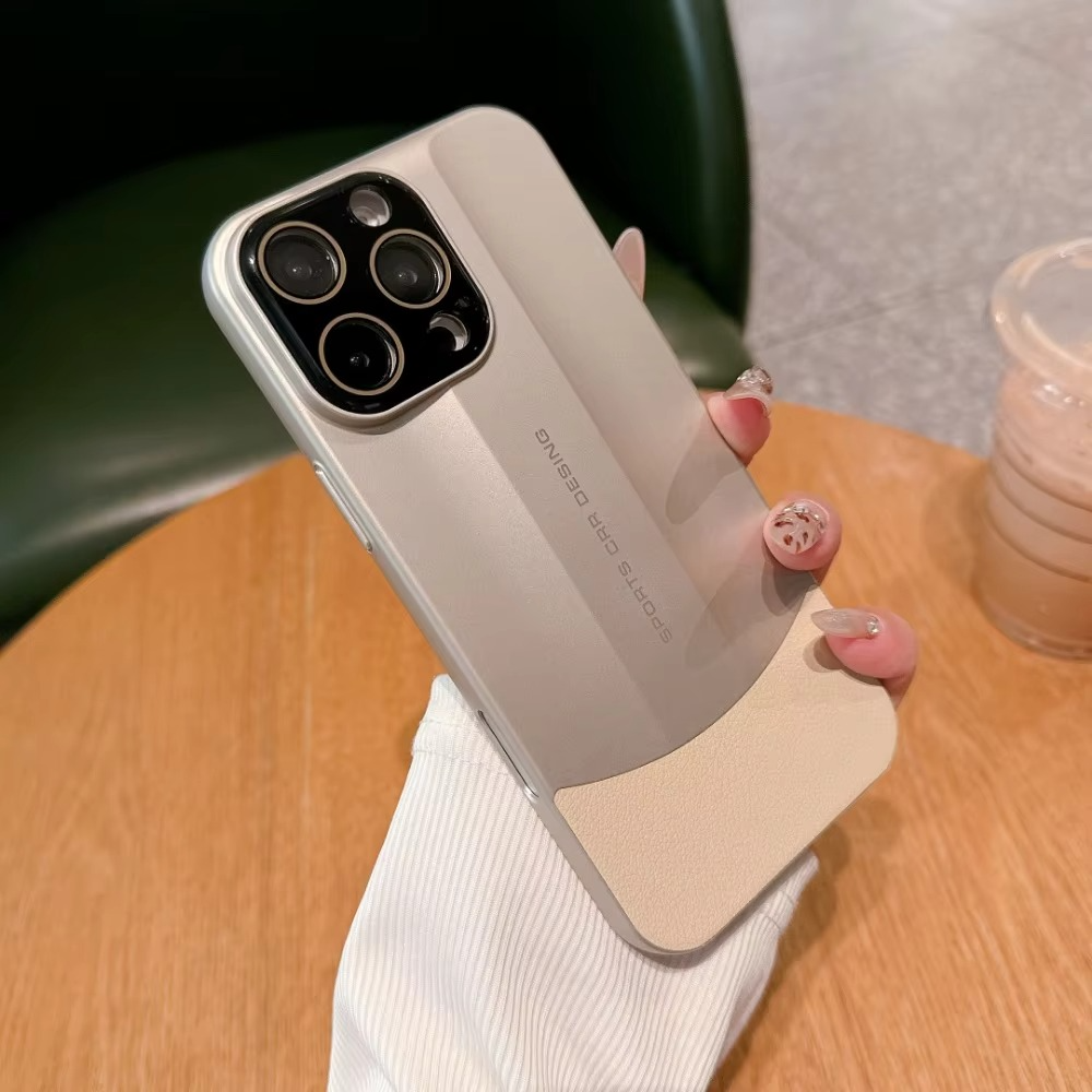 Luxury iPhone Case — Matte Leather Hard Shell Cover with Lens Protection, Anti-Fingerprint Anti-Scratch Lightweight Half-Wrapped Design