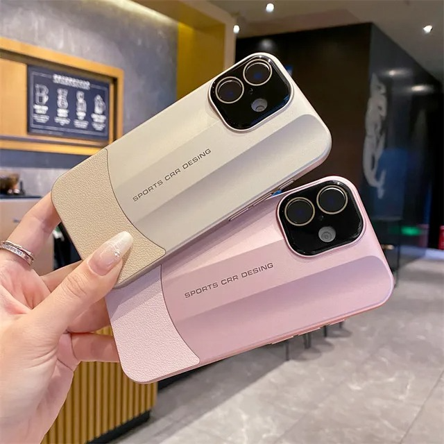 Luxury iPhone Case — Matte Leather Hard Shell Cover with Lens Protection, Anti-Fingerprint Anti-Scratch Lightweight Half-Wrapped Design