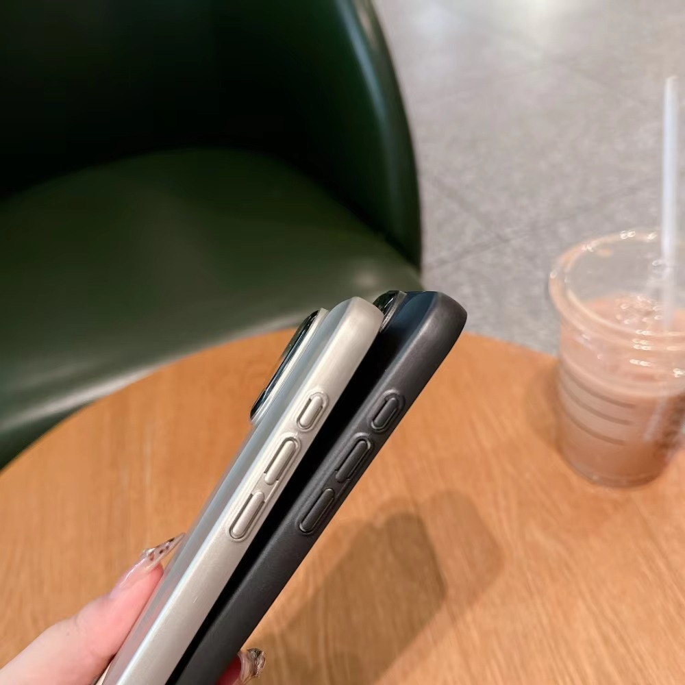 Luxury iPhone Case — Matte Leather Hard Shell Cover with Lens Protection, Anti-Fingerprint Anti-Scratch Lightweight Half-Wrapped Design