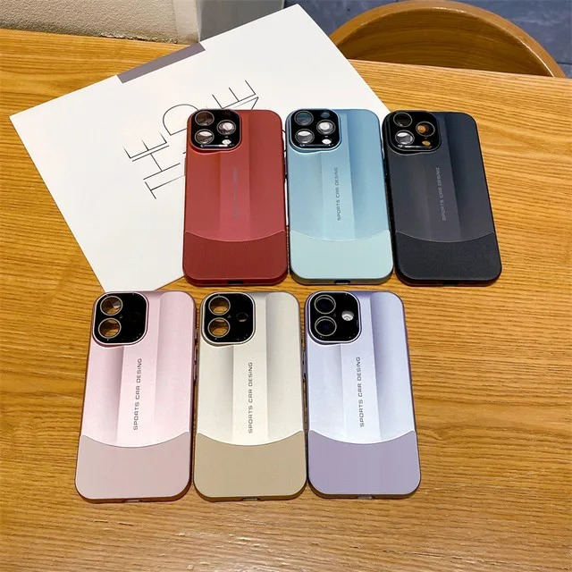 Luxury iPhone Case — Matte Leather Hard Shell Cover with Lens Protection, Anti-Fingerprint Anti-Scratch Lightweight Half-Wrapped Design