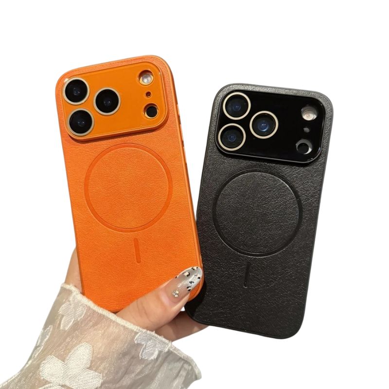 Luxury iPhone Case — Matte Solid-Color Leather Magnetic Cover with All-Inclusive Lens Protection and Full Shockproof Design