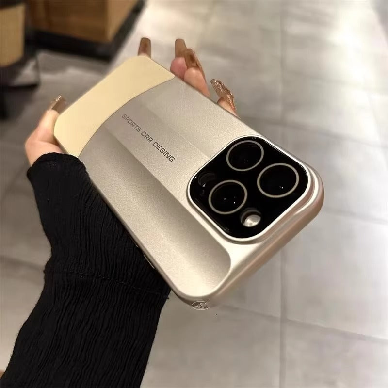 Luxury iPhone Case — Matte Splicing Leather Hard PC Cover with Lens Protection, Shockproof Anti-Fingerprint Anti-Scratch Design & Non-Slip Textured Finish