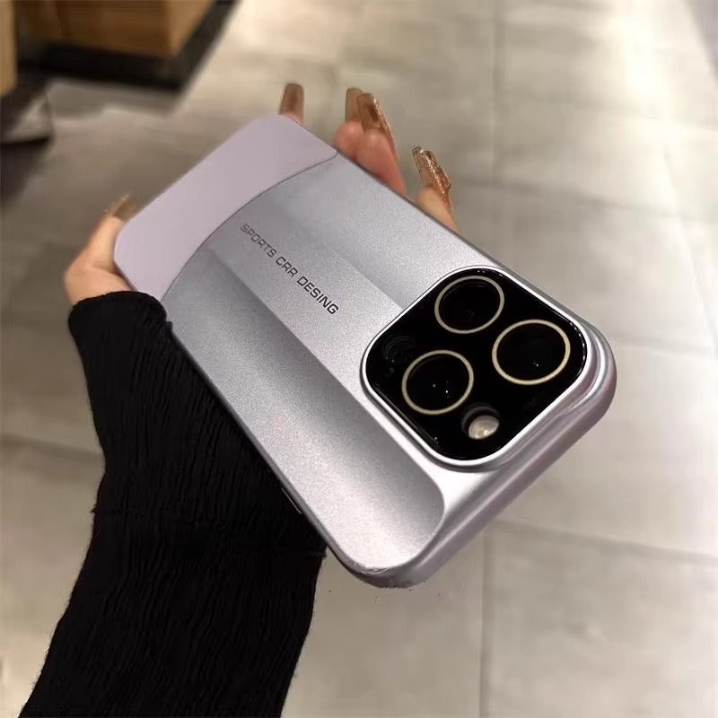 Luxury iPhone Case — Matte Splicing Leather Hard PC Cover with Lens Protection, Shockproof Anti-Fingerprint Anti-Scratch Design & Non-Slip Textured Finish