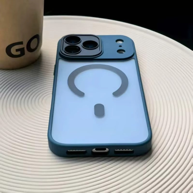 Luxury iPhone Case — Matte Translucent Magnetic Cover with Clear Lens Protection and MagSafe Wireless-Charging Safe Design