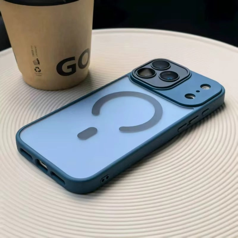 Luxury iPhone Case — Matte Translucent Magnetic Cover with Clear Lens Protection and MagSafe Wireless-Charging Safe Design