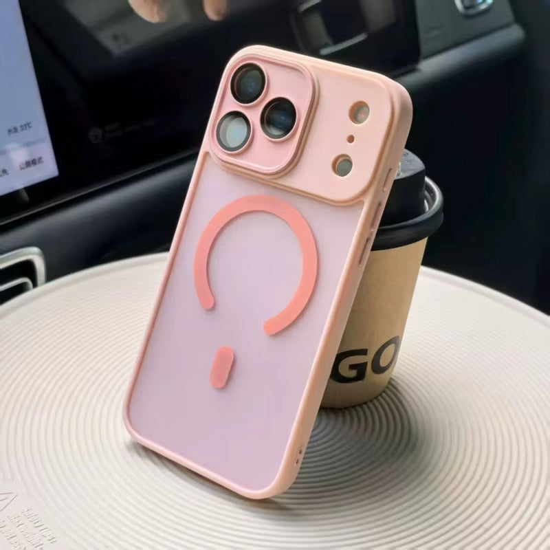 Luxury iPhone Case — Matte Translucent Magnetic Cover with Clear Lens Protection and MagSafe Wireless-Charging Safe Design