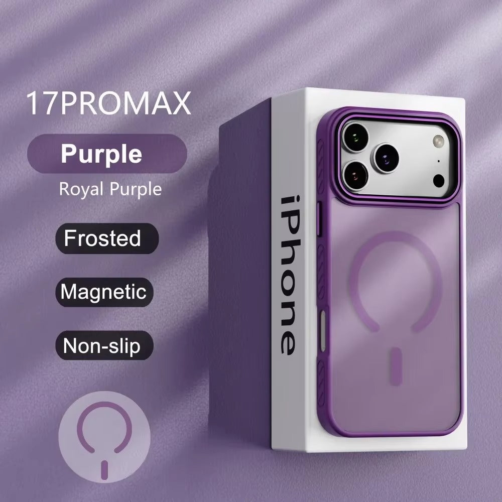 Luxury iPhone Case — Matte Transparent MagSafe Magnetic TPU+PC Shockproof Cover with Anti-Fingerprint Wireless-Charging Safe Design