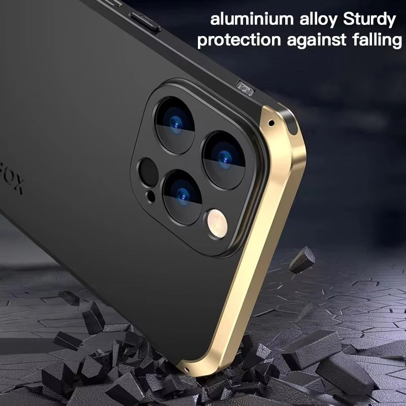 Luxury iPhone Case — PC + Aluminum Metal Bumper Cover with Shockproof Dual-Layer Protection, Dustproof Anti-Scratch Design and Premium Metallic Finish