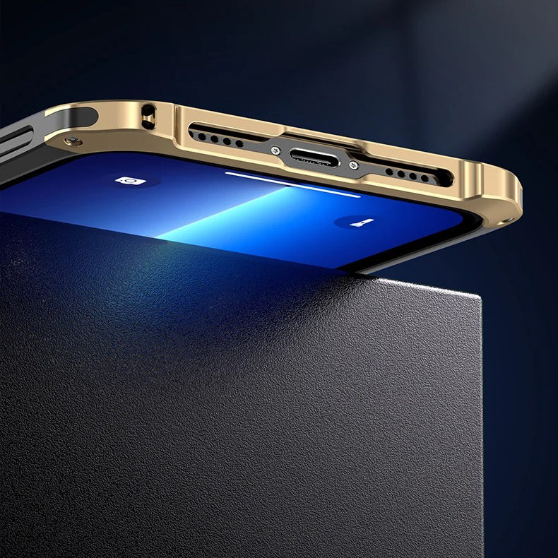 Luxury iPhone Case — PC + Aluminum Metal Bumper Cover with Shockproof Dual-Layer Protection, Dustproof Anti-Scratch Design and Premium Metallic Finish