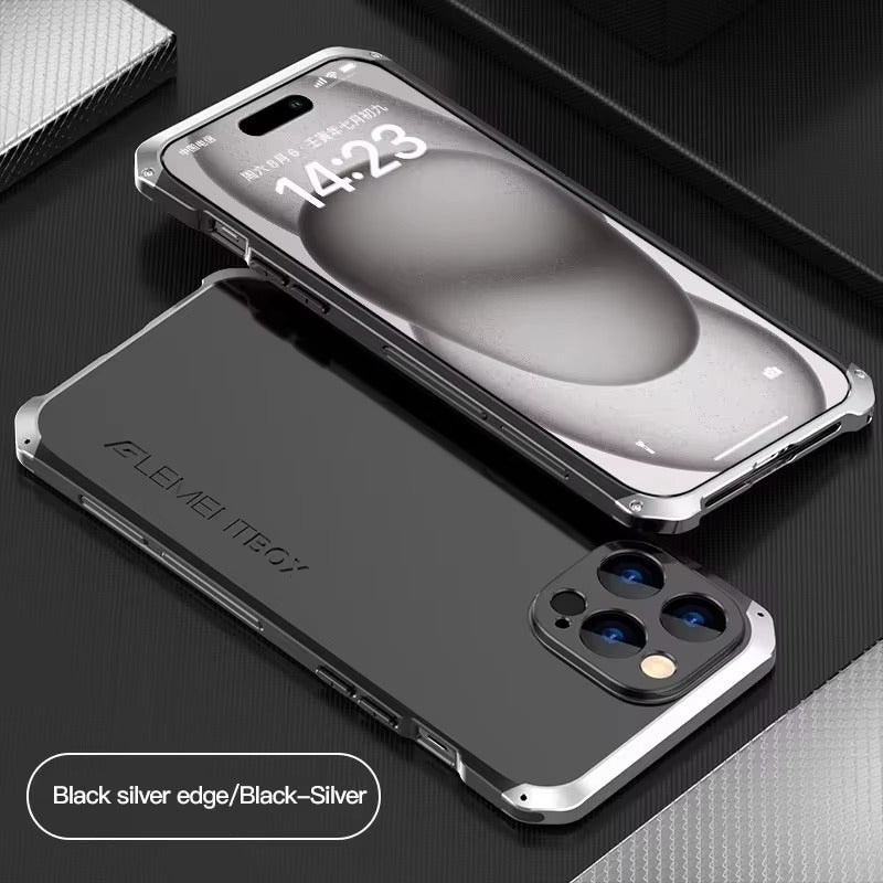 Luxury iPhone Case — PC + Aluminum Metal Bumper Cover with Shockproof Dual-Layer Protection, Dustproof Anti-Scratch Design and Premium Metallic Finish