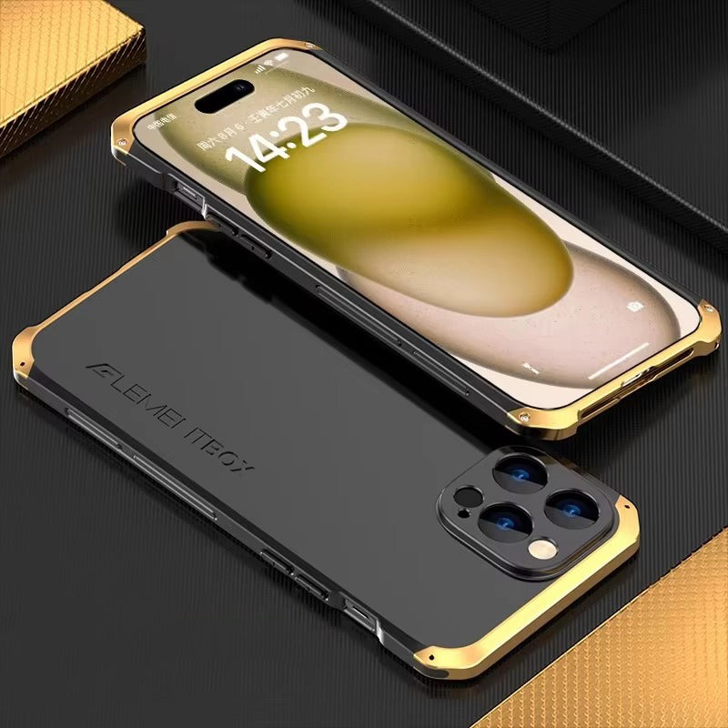 Luxury iPhone Case — PC + Aluminum Metal Bumper Cover with Shockproof Dual-Layer Protection, Dustproof Anti-Scratch Design and Premium Metallic Finish