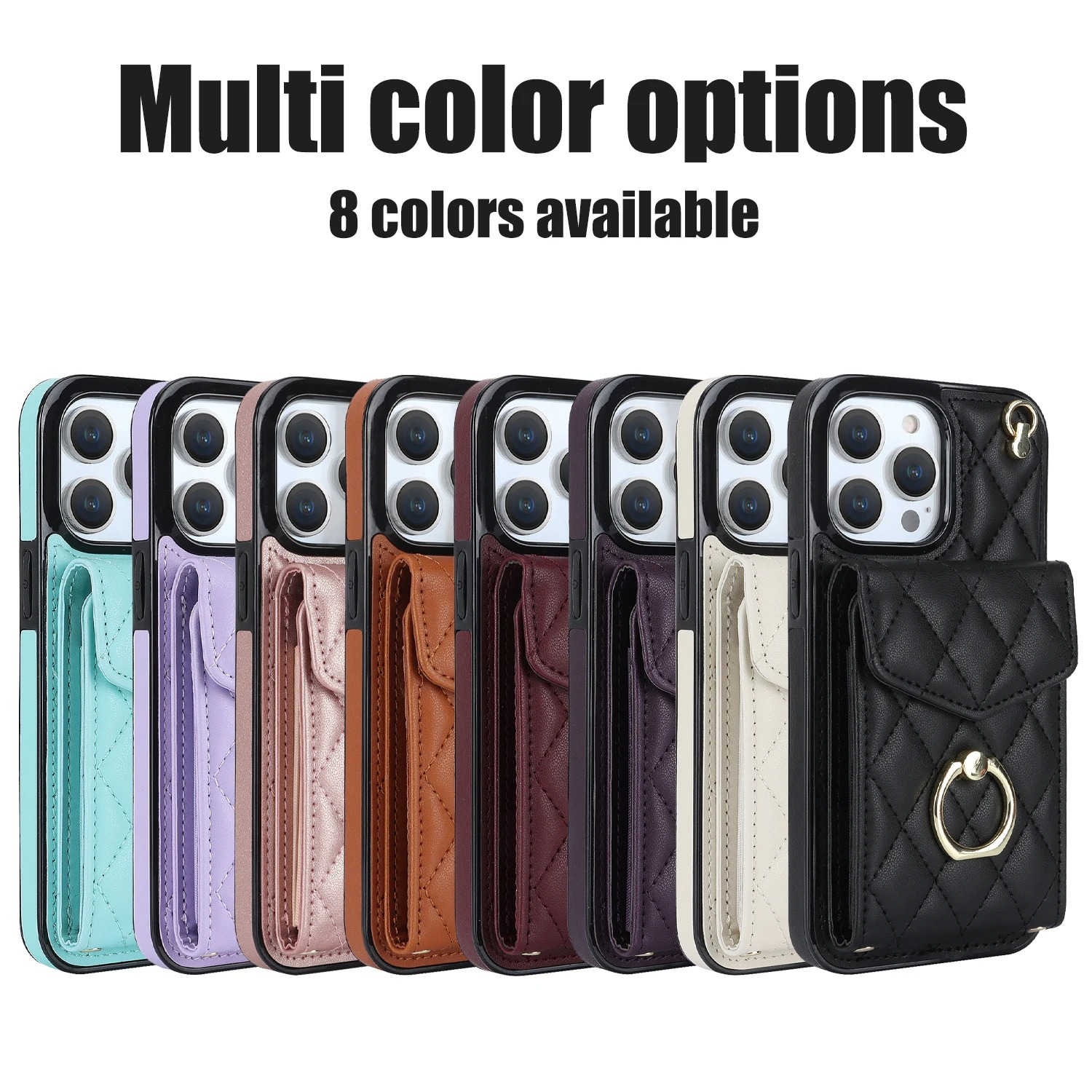 Luxury iPhone Case — PU Leather Crossbody Wallet Cover with Multi Card Slots, Ring Holder Lanyard, Magnetic Closure and Shockproof Anti-Fingerprint Protection
