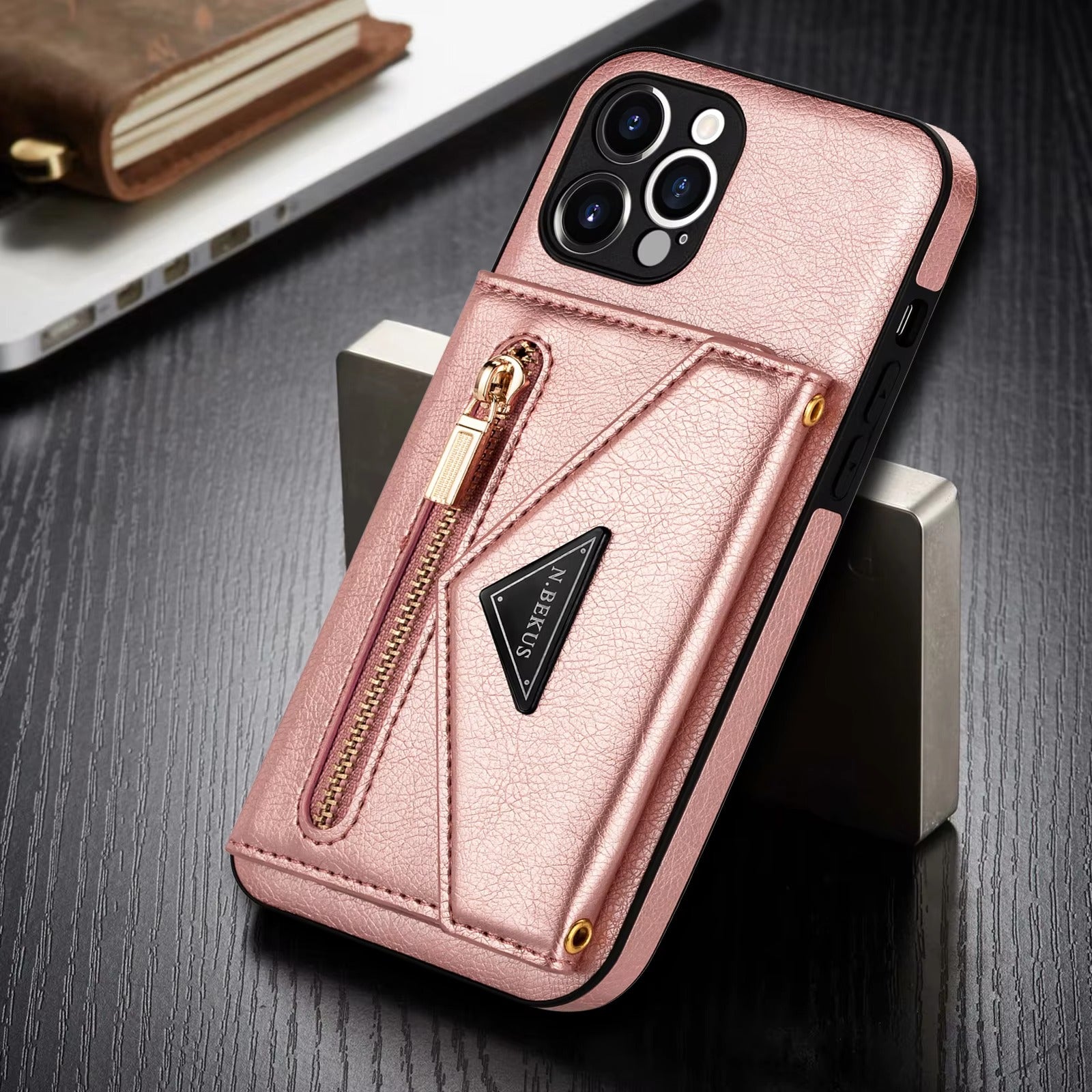 Luxury iPhone Case — PU Leather Crossbody Wallet Cover with Zipper Pocket, Card Holder, Long Lanyard Strap and Shockproof Protective Design