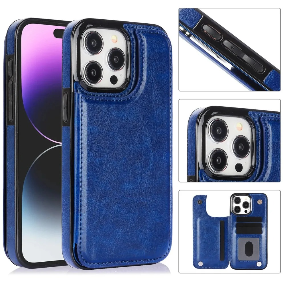 Luxury iPhone Case — PU Leather Flip Wallet Cover with Card Slots, Kickstand Holder, Full-Protection Design and Anti-Fingerprint Finish