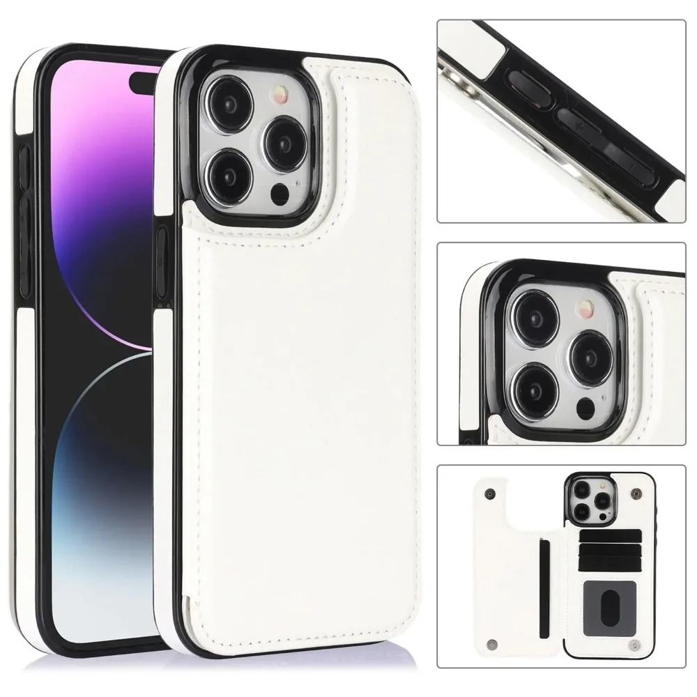 Luxury iPhone Case — PU Leather Flip Wallet Cover with Card Slots, Kickstand Holder, Full-Protection Design and Anti-Fingerprint Finish