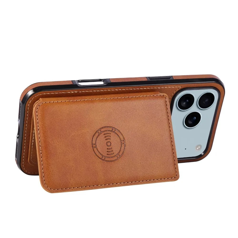 Luxury iPhone Case — PU Leather Flip Wallet with Card Holder, Shockproof Magnetic Car-Mount Ready Design, Full Access Protective Cover