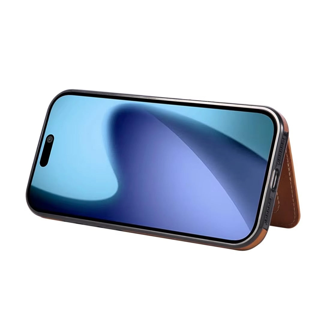 Luxury iPhone Case — PU Leather Flip Wallet with Card Holder, Shockproof Magnetic Car-Mount Ready Design, Full Access Protective Cover