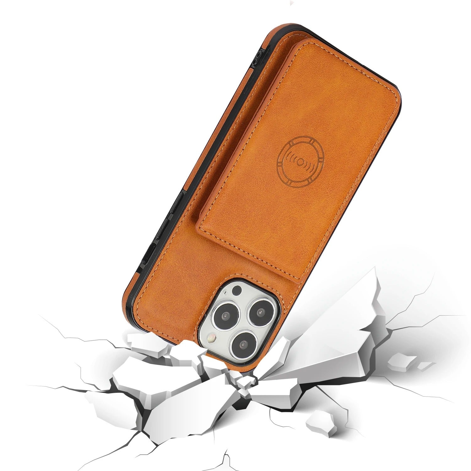 Luxury iPhone Case — PU Leather Flip Wallet with Card Holder, Shockproof Magnetic Car-Mount Ready Design, Full Access Protective Cover