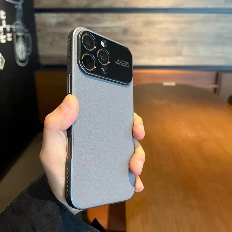 Luxury iPhone Case — Plain Leather Magnetic Cover with Heat-Dissipation Side Vents, Anti-Fingerprint Anti-Scratch Finish & Slim Half-Wrapped Design