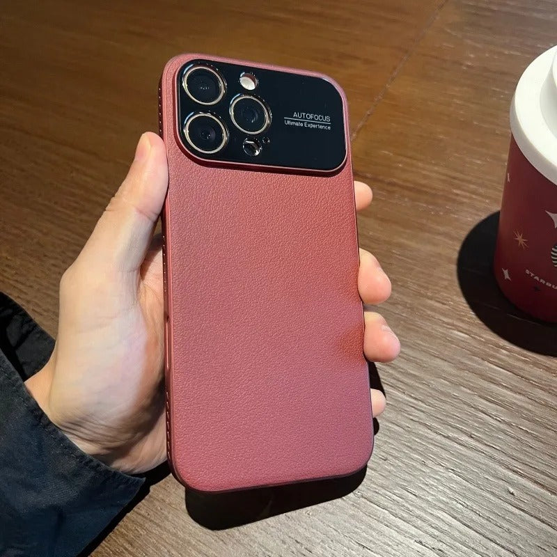 Luxury iPhone Case — Plain Leather Magnetic Cover with Heat-Dissipation Side Vents, Anti-Fingerprint Anti-Scratch Finish & Slim Half-Wrapped Design