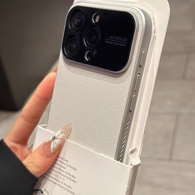 Luxury iPhone Case — Plain Leather Magnetic Cover with Heat-Dissipation Side Vents, Anti-Fingerprint Anti-Scratch Finish & Slim Half-Wrapped Design