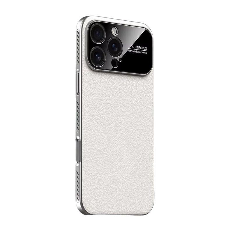 Luxury iPhone Case — Plain Leather Magnetic Cover with Heat-Dissipation Side Vents, Anti-Fingerprint Anti-Scratch Finish & Slim Half-Wrapped Design