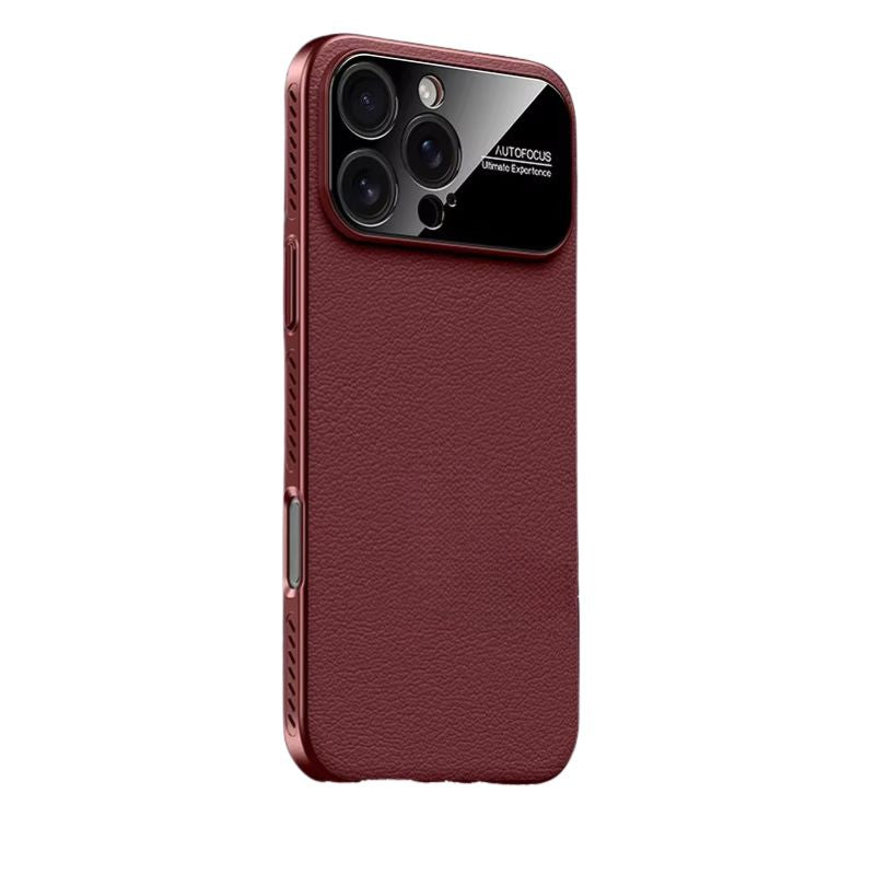 Luxury iPhone Case — Plain Leather Magnetic Cover with Heat-Dissipation Side Vents, Anti-Fingerprint Anti-Scratch Finish & Slim Half-Wrapped Design