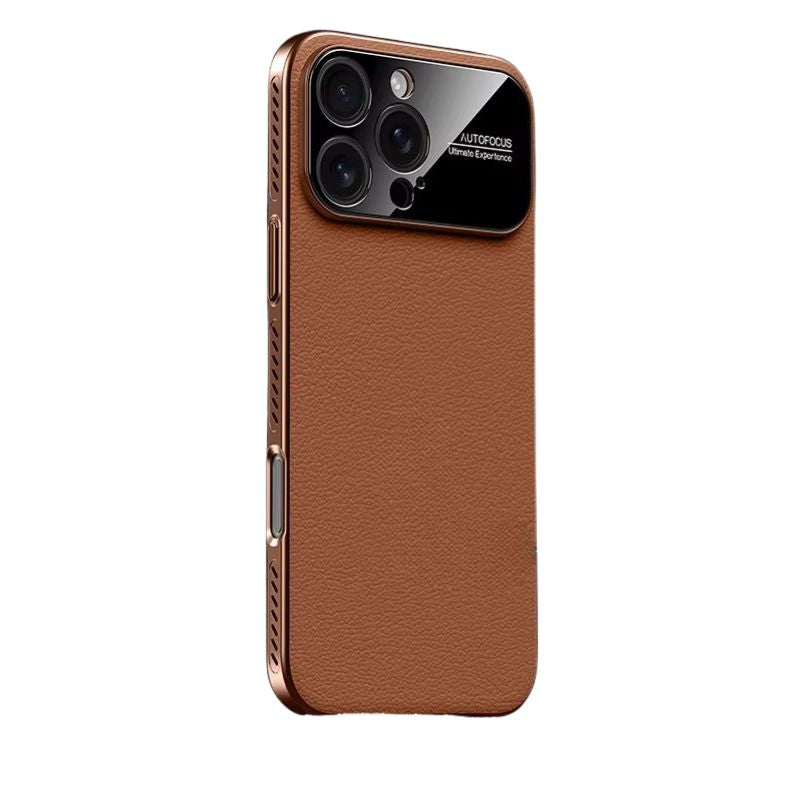 Luxury iPhone Case — Plain Leather Magnetic Cover with Heat-Dissipation Side Vents, Anti-Fingerprint Anti-Scratch Finish & Slim Half-Wrapped Design