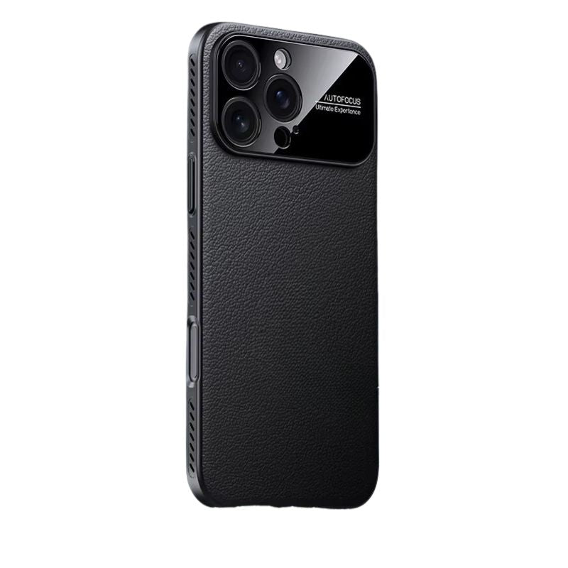 Luxury iPhone Case — Plain Leather Magnetic Cover with Heat-Dissipation Side Vents, Anti-Fingerprint Anti-Scratch Finish & Slim Half-Wrapped Design