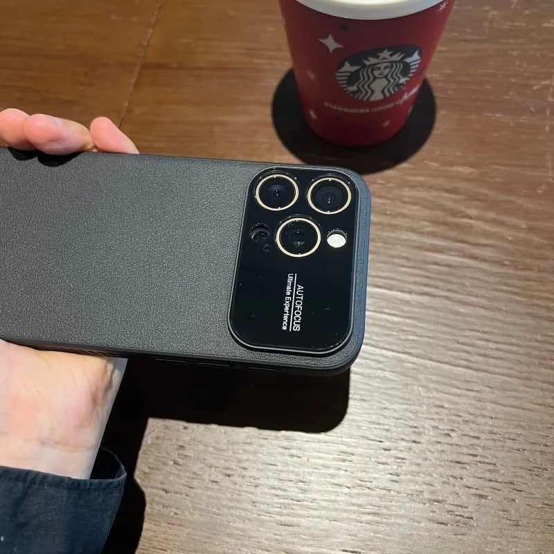 Luxury iPhone Case — Plain Leather Magnetic Cover with Heat-Dissipation Side Vents, Anti-Fingerprint Anti-Scratch Finish & Slim Half-Wrapped Design