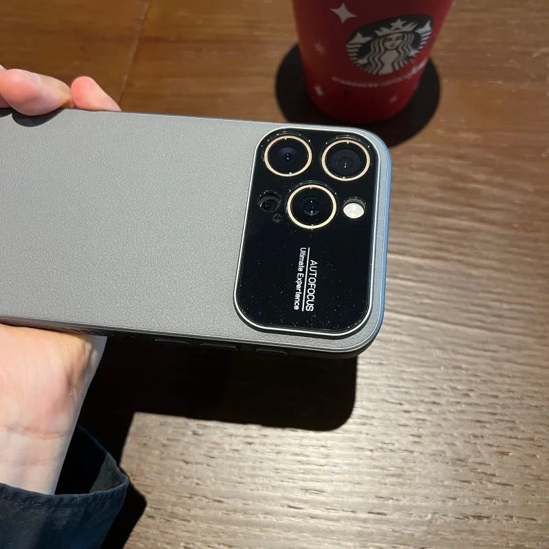 Luxury iPhone Case — Plain Leather Magnetic Cover with Heat-Dissipation Side Vents, Anti-Fingerprint Anti-Scratch Finish & Slim Half-Wrapped Design