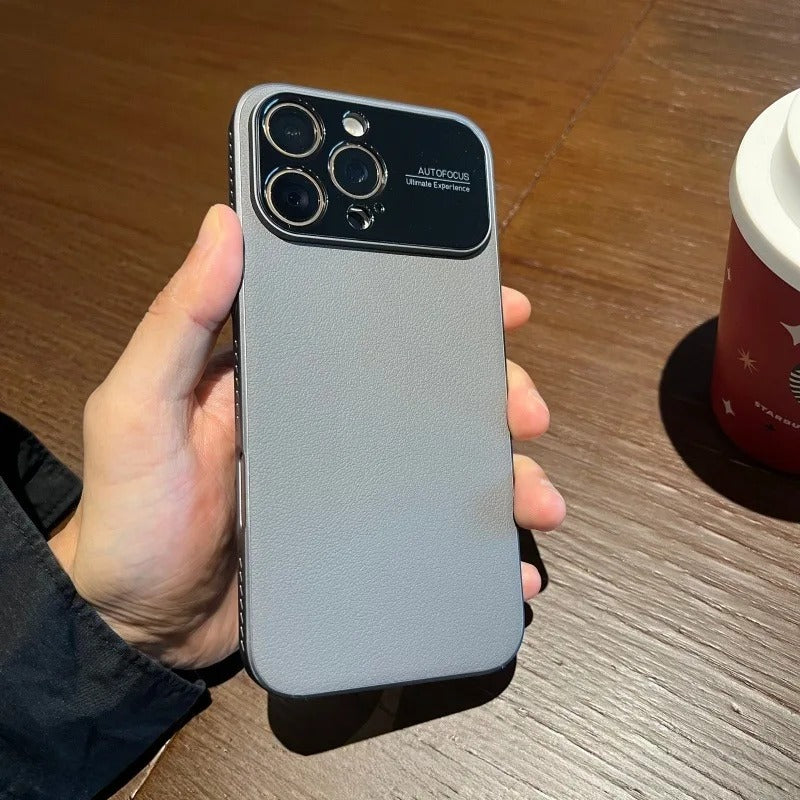 Luxury iPhone Case — Plain Leather Magnetic Cover with Heat-Dissipation Side Vents, Anti-Fingerprint Anti-Scratch Finish & Slim Half-Wrapped Design