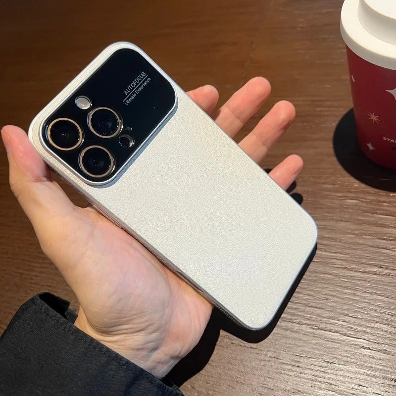 Luxury iPhone Case — Plain Leather Magnetic Cover with Heat-Dissipation Side Vents, Anti-Fingerprint Anti-Scratch Finish & Slim Half-Wrapped Design