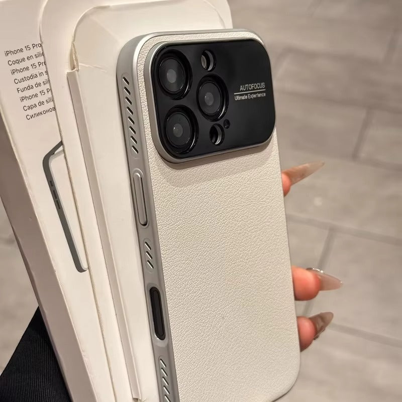 Luxury iPhone Case — Plain Leather Magnetic Cover with Heat-Dissipation Side Vents, Anti-Fingerprint Anti-Scratch Finish & Slim Half-Wrapped Design