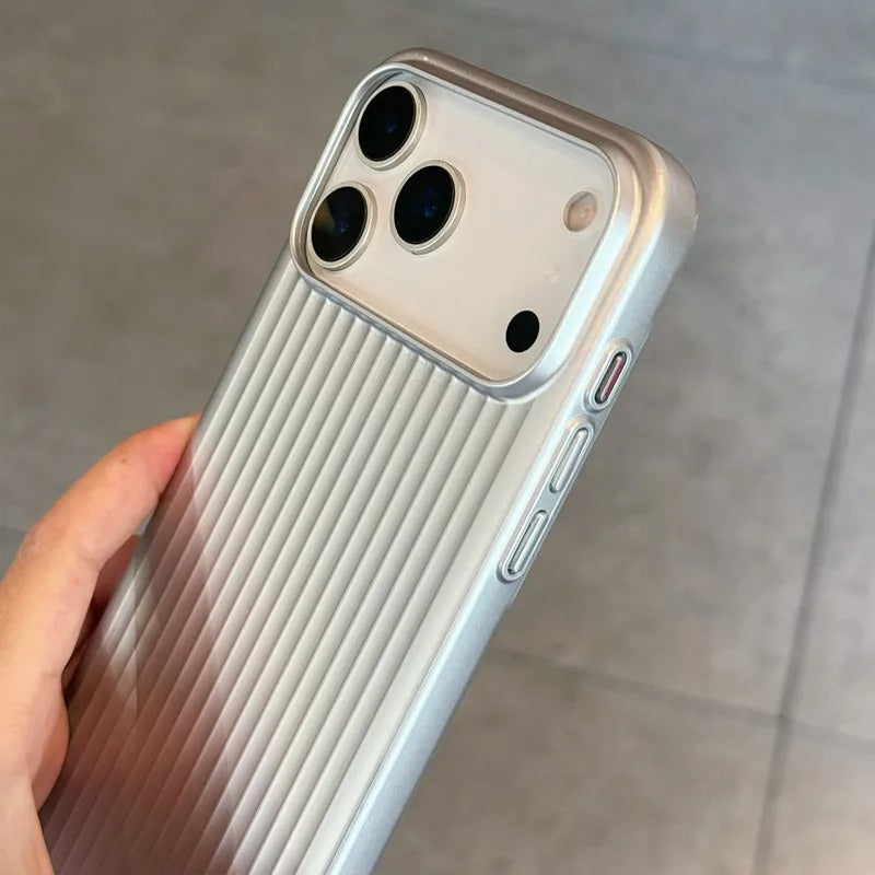 Luxury iPhone Case — Plating 3D Luggage-Stripe MagSafe Cover with Shockproof Matte Design and Wireless-Charging Safe Protection