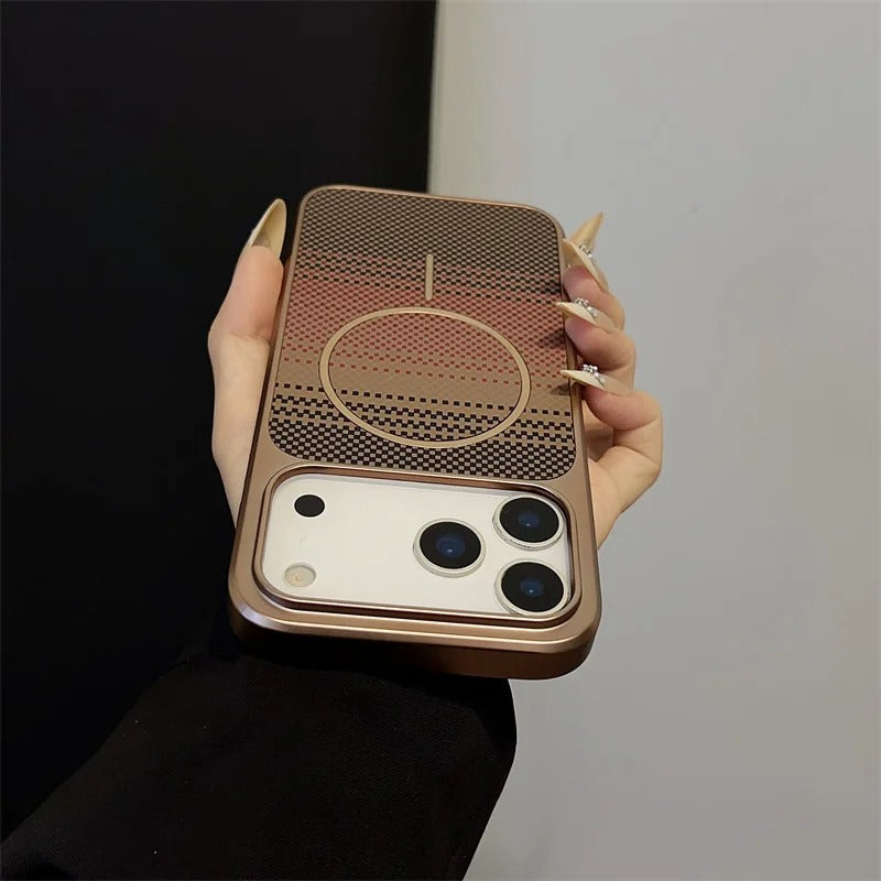 Luxury iPhone Case — Plating Carbon-Fiber Slim Magnetic Cover with Shockproof PC Protection and MagSafe Wireless-Charging Design