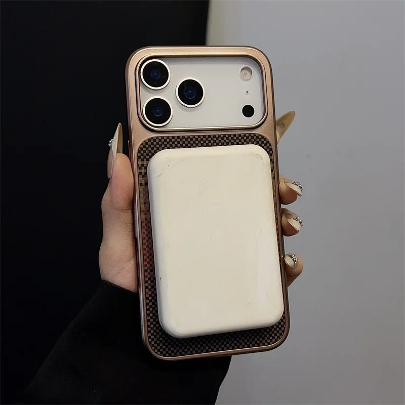 Luxury iPhone Case — Plating Carbon-Fiber Slim Magnetic Cover with Shockproof PC Protection and MagSafe Wireless-Charging Design