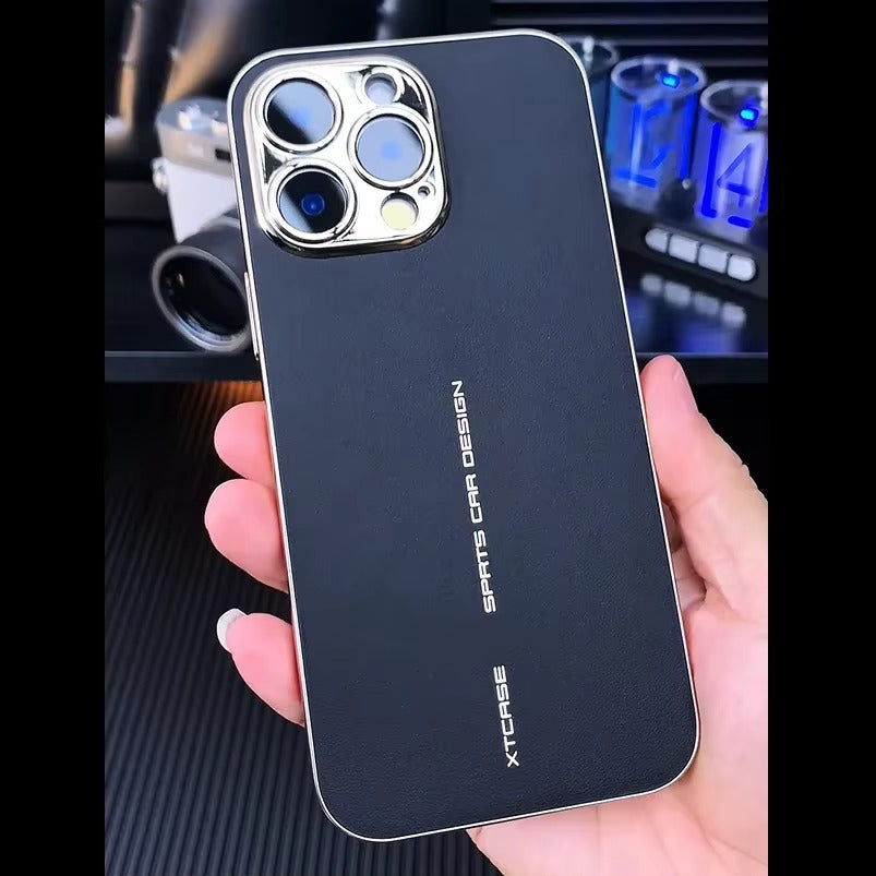 Luxury iPhone Case — Plating Leather Full-Coverage Back Cover with All-Inclusive Lens Protection, Shockproof Anti-Fingerprint Anti-Scratch Design