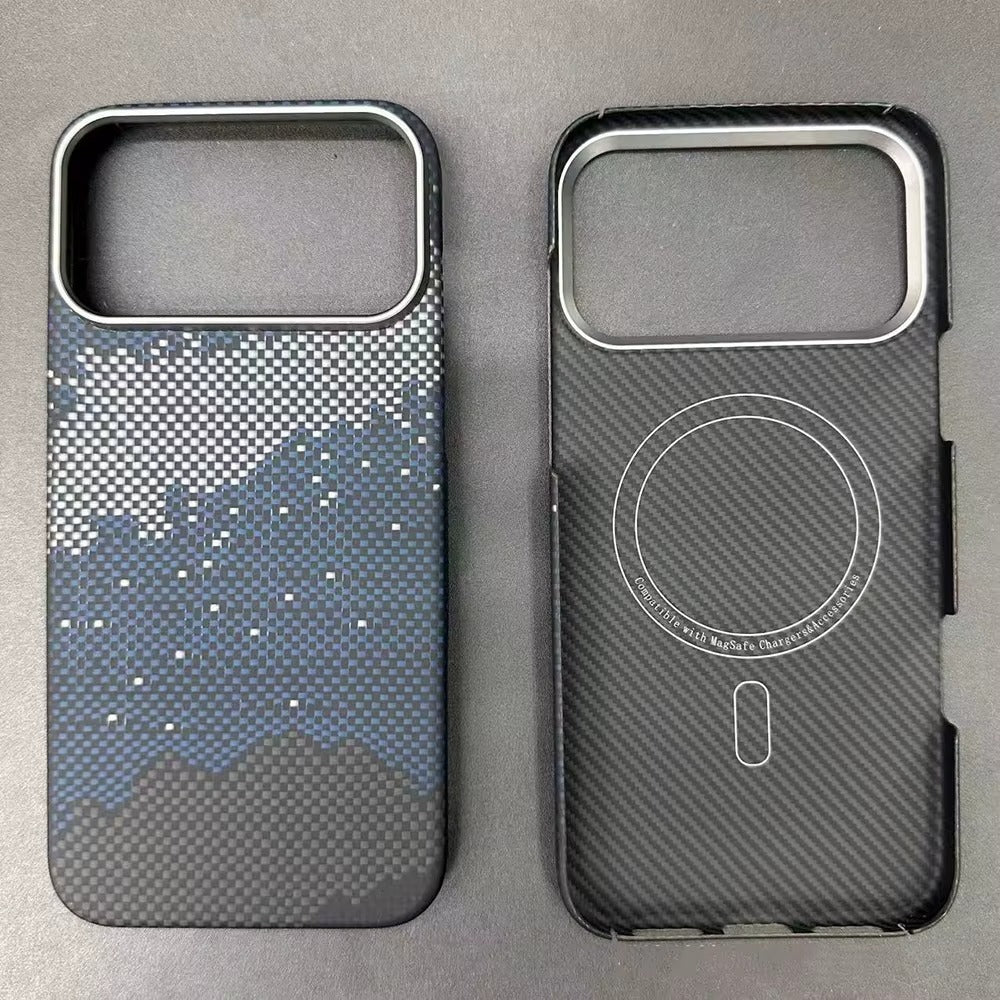 Luxury iPhone Case — Real Aramid Carbon Fiber MagSafe Cover with Shockproof Protection, Anti-Fingerprint Anti-Scratch Lightweight Design